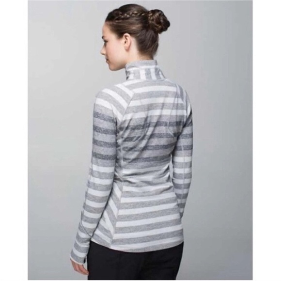 LAST CHANCE | Lululemon Race Your Pace Gray Striped 1/2 Zip Pullover - Picture 2 of 8